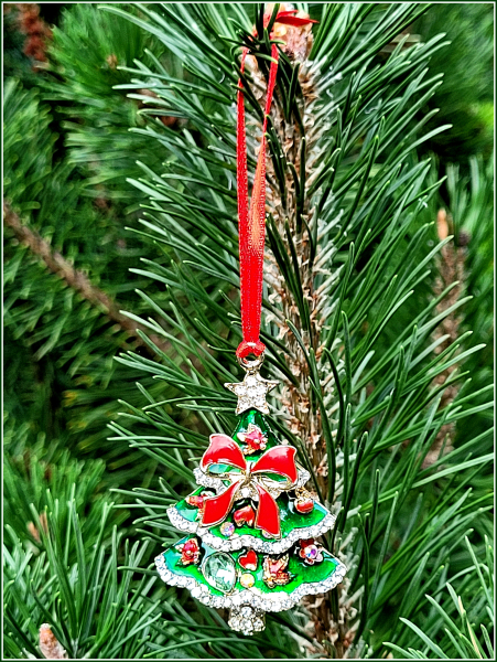 Geschenk-, Deko- oder Weihnachtsbaumanhänger "Festlich geschmückter Weihnachtsbaum"