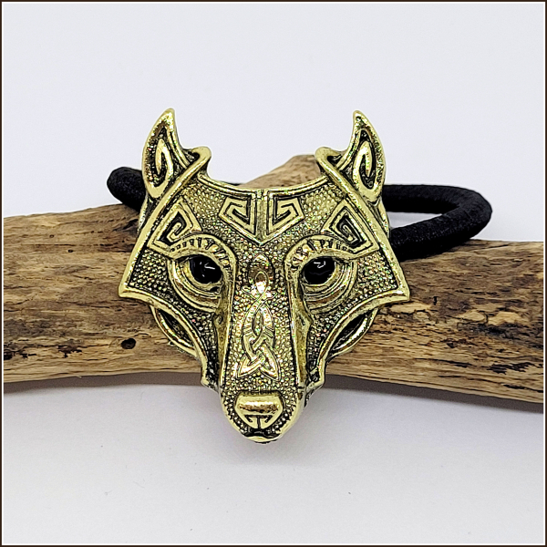 Haarschmuck / Haargummi "Goldener Wolf"