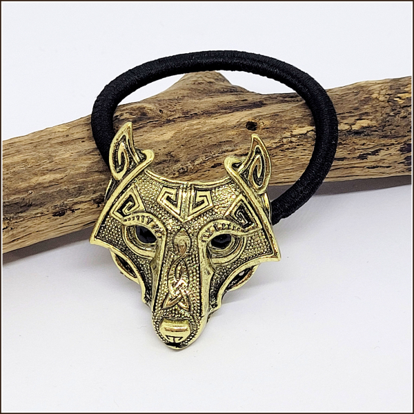 Haarschmuck / Haargummi "Goldener Wolf"