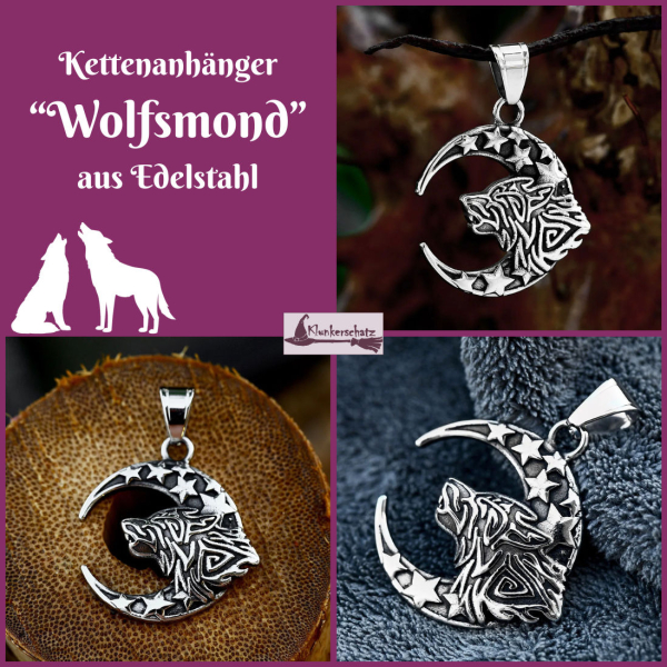 Kettenanhänger "Wolfsmond" aus Edelstahl